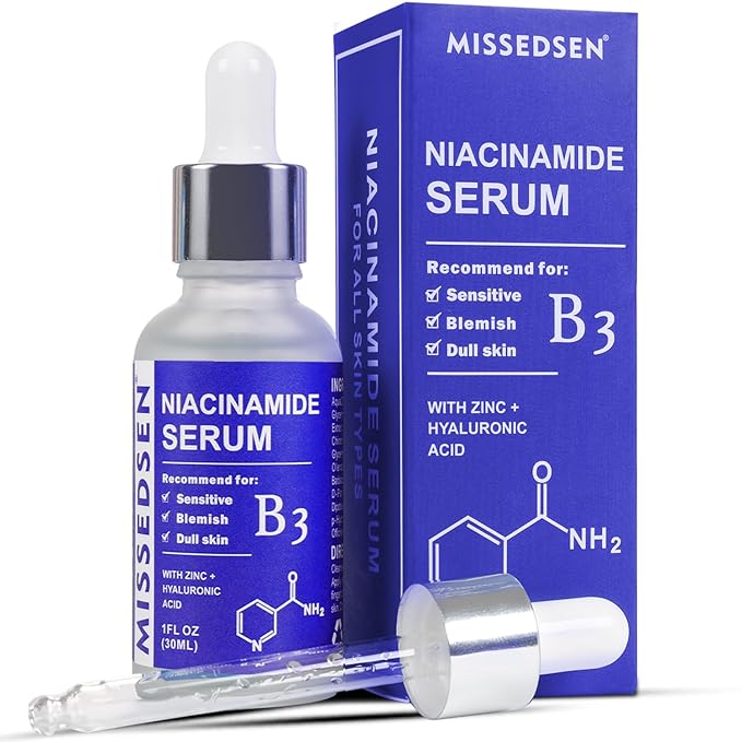 MISSEDSEN Niacinamide Serum for Face with Zinc & Hyaluronic Acid, 1 Oz
