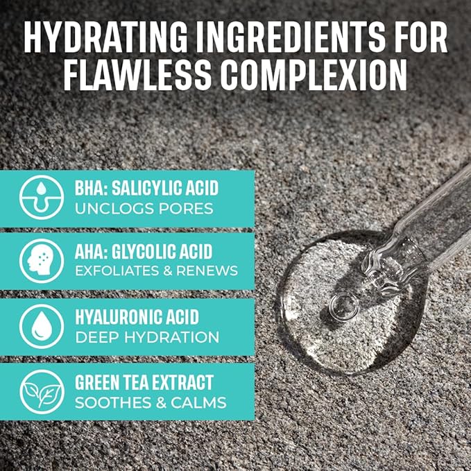 ADM 2% BHA AHA Liquid Exfoliant - Salicylic Acid Serum - Pore Minimizer, Gentle Peel for Blackheads & Wrinkles with Hyaluronic Acid, Fragrance-Free, Hydrating for All Skin Types, 2oz