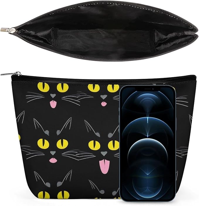 Meaudiwes Travel Cosmetic Bag, Large Makeup Case, Toiletry Bag, Personality Fashion Zipper Cosmetic Case Cool Funny Black Cats