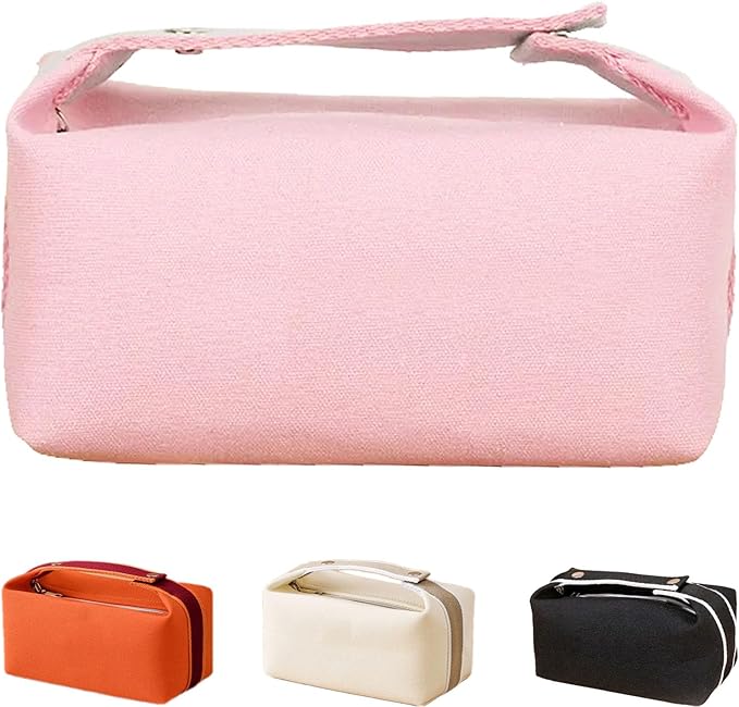 Fammart Travel Makeup Bag, Waterproof Canvas Cosmetic Bag Make Up Organizer Case for Women, Large Toiletry Bag Skincare Pouch for Toiletries Accessories Brushes