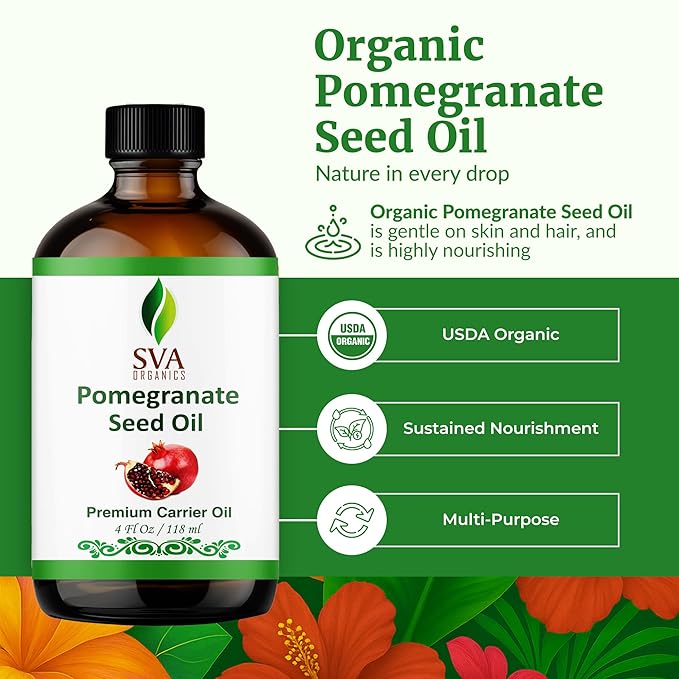 SVA Organic Pomegranate Seed Carrier Oil with Dropper, 4 Fl Oz (118 ml)