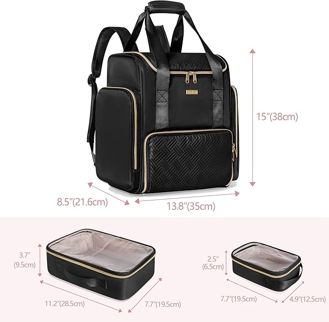 Prokva Large Makeup Backpack, Double-Layer Professional Makeup Travel Case