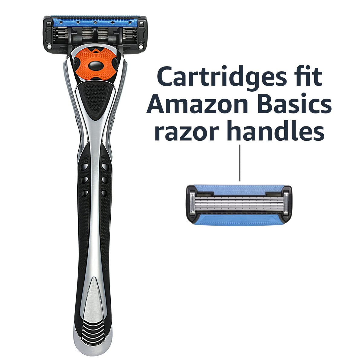 Amazon Basics 5-Blade MotionSphere Men's Razor with Dual Lubrication, Vitamin E, Precision Trimmer, 1 Handle & 16 Cartridges, Black