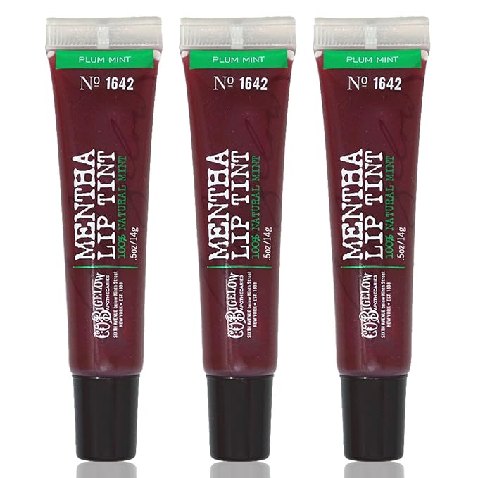 C.O. Bigelow Plum Mentha Lip Tint Trio, Pack of 3 Purple Tinted Lip Gloss