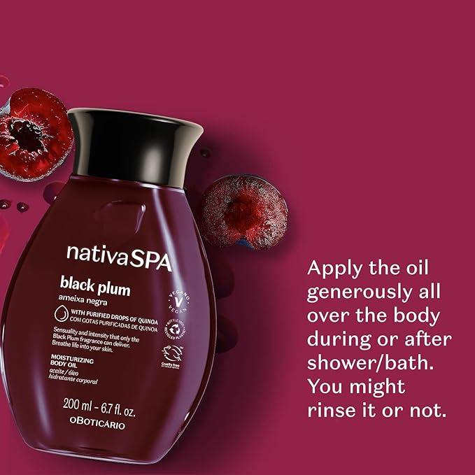 Nativa SPA Brazilian Body Oil - 6.7 oz, Moisturizing & Firming Black Plum
