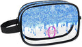 KFNHN Personalized Travel Transparent Cosmetic Bag Waterproof Makeup Bags, Custom Name Light Sky Blue Curtain Glittering Romantic Organizer Case Clear Toiletries Container Bag