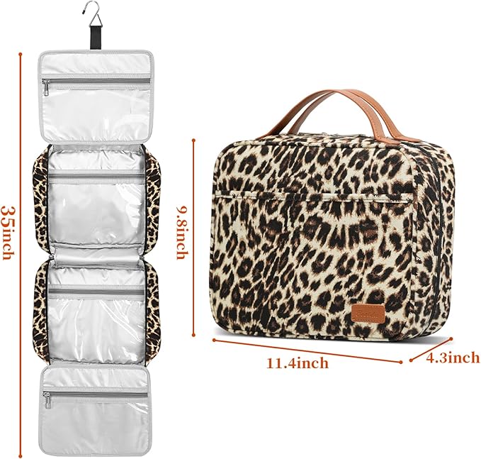 Bosidu Hanging Travel Toiletry Bag, Large Capacity Cosmetic Travel Toiletry Organizer for Women with 4 Compartments & 1 Sturdy Hook, Perfect for Daily Use/Valentines' Day