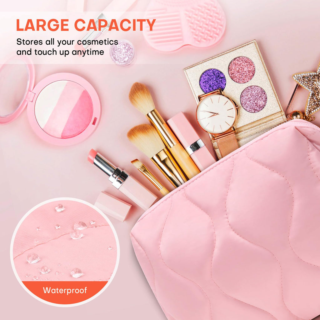 MOYLLOG Makeup Bag, Wide-open Cosmetic Bag, Toiletry Bag for Women, Travel Essentials Organizer, Compact Lightweight for Daily Use