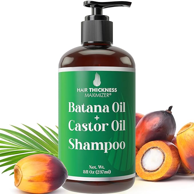 Batana Oil Shampoo for Hair Growth 8oz with Castor, Rosemary Oil to Strengthen, Cleanse & Moisturize Hair without Stripping Natural Oils. Color Safe Batana Shampoo for Women, Men