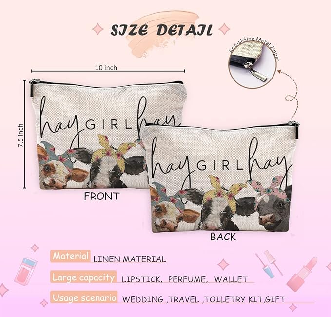 NEGIGA Cow Gifts,Western Makeup Bag,Cow Makeup Bag,Cow Print Stuff,Makeup Bags For Women