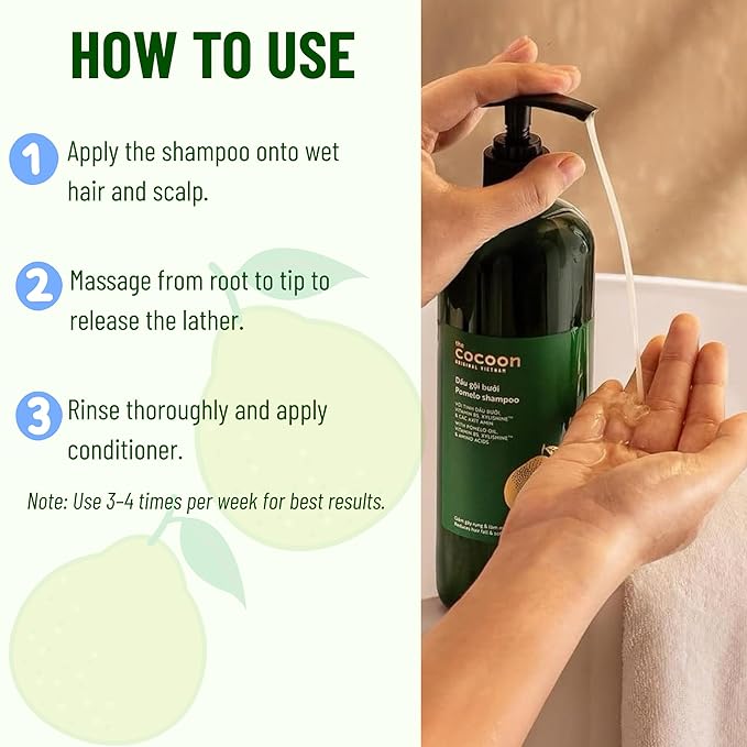 Cocoon Pomelo Oil Sulfate Free Shampoo, Strengthening and Volumizing Hair Cleanser with Xylishine & Amino Acids for Thin and Damaged Hair, Vegan Haircare, 16.9 fl oz