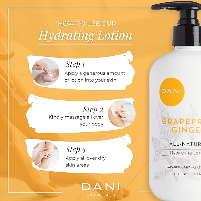 DANI Naturals Grapefruit Ginger Body Lotion, Paraben-Free, Vegan, 12 fl oz