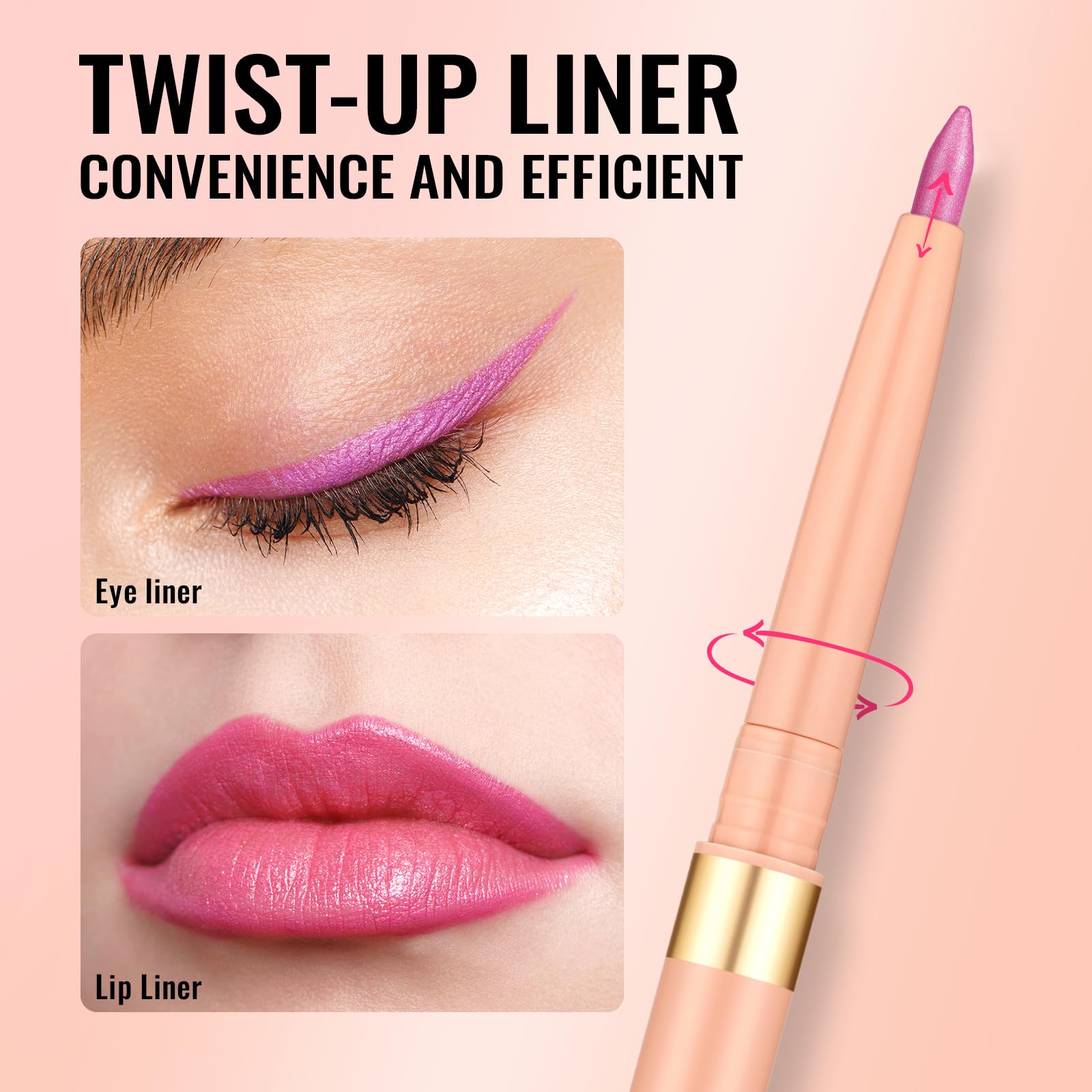 Oulac Waterproof Lipliner Pencil - Smooth and Creamy, Retractable Lip Makeup for Precision Application, Vegan & Cruelty-Free, LL09 Lilac Love Pink
