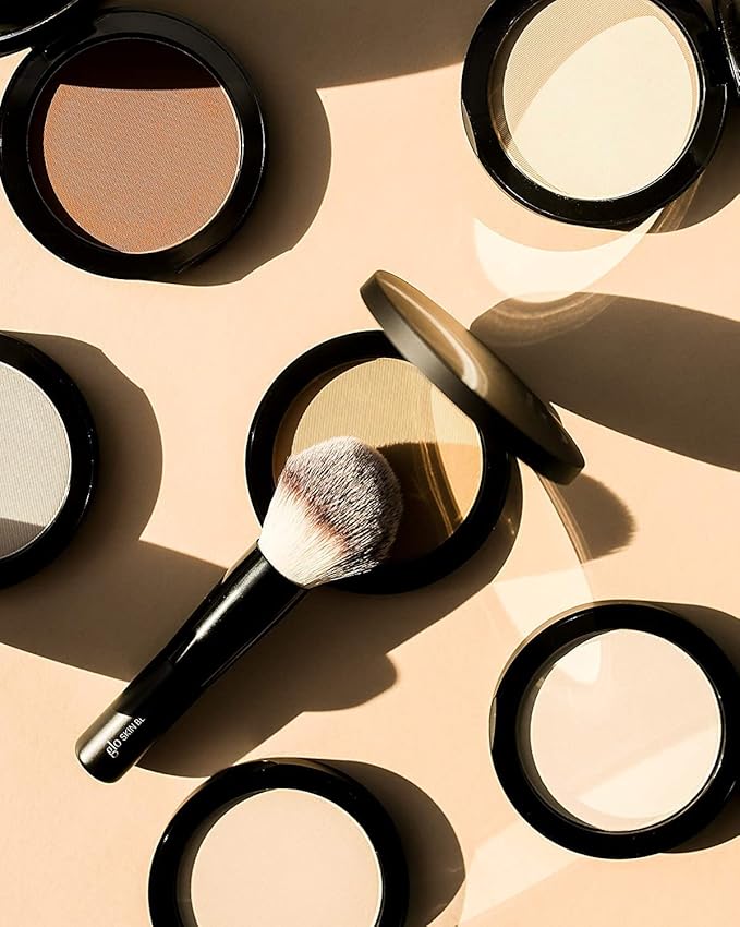 Glo Skin Beauty Pressed Base Powder Foundation, Beige Dark – Buildable Sheer to Full Coverage, Long Wear Face Powder Compact, Pressed Powder Makeup for Smooth, Semi-Matte Finish