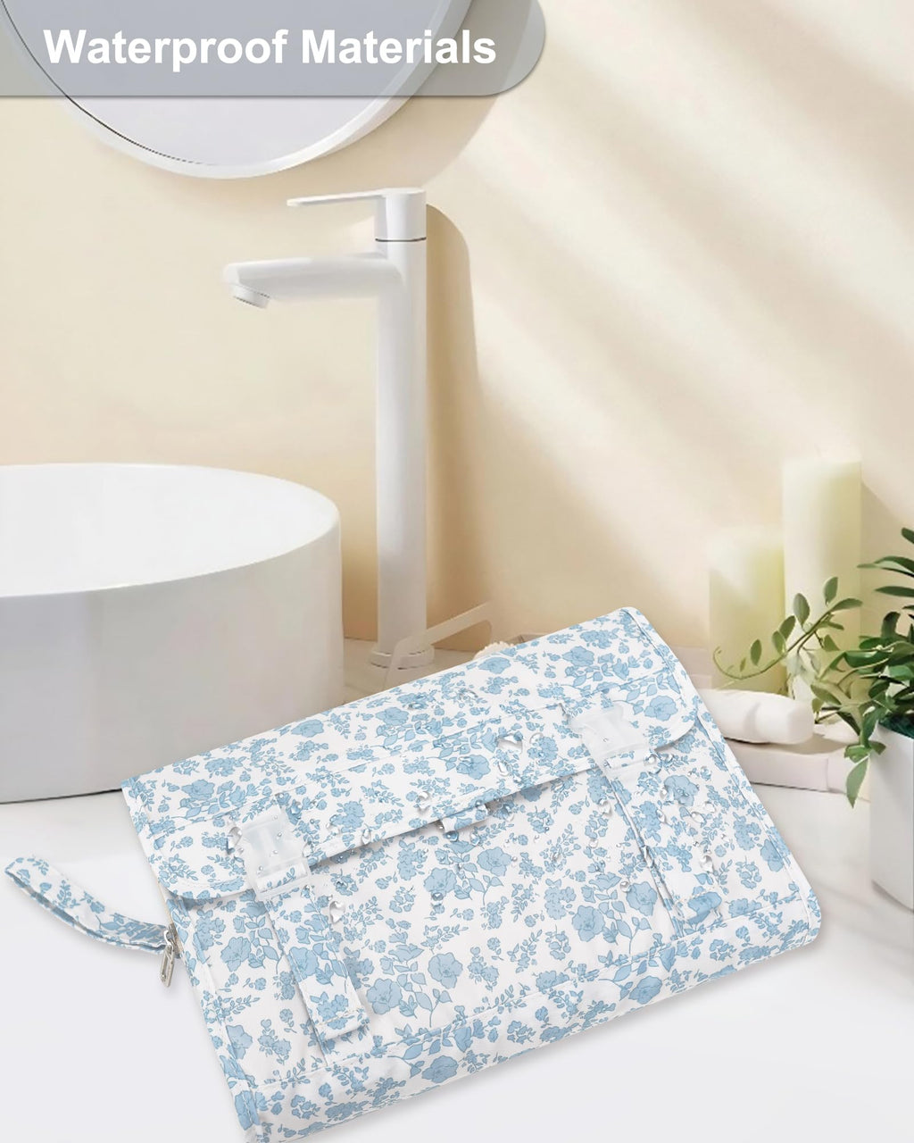Relavel Travel Toiletry Bag with Hanging Hook, Floral Toiletries Bag
