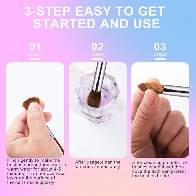 Acrylic Nail Brush Size 12, 100% Real Kolinsky Art Nail Brush for Acrylic Powder Application, Handmade Women Manicure Nail Extension Tool for Professional DIY Home Salon and Beginners