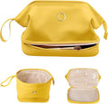 Gifts for Teen Girls 14-16, Initial Makeup Bag, Travel Gifts, Personalized Bags, Waterproof Double Layer Cosmetic Bag, Large Capacity PU Leather Makeup Bags Letter Travel Toiletry Bag