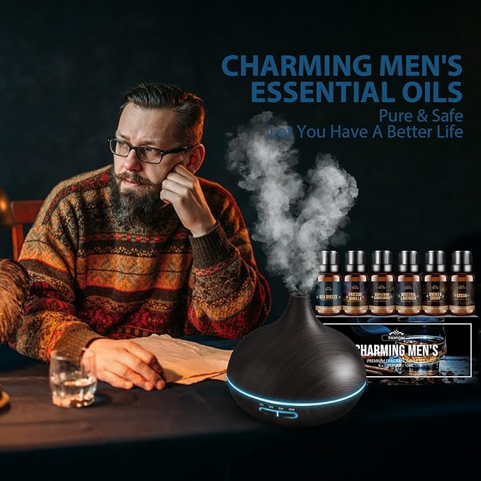 FUHITIM Fragrance Oil Charming Men's Set Diffuser Oil for Home（6 x 10 ML）