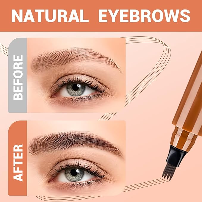 Microblading Eyebrow Pencils for Women,2026 Upgraded 3D Waterproof Eyebrow Pen,Long Lasting 4-Tip Brow Pencil, Eye Brow Pen for Natural Brows (Black)