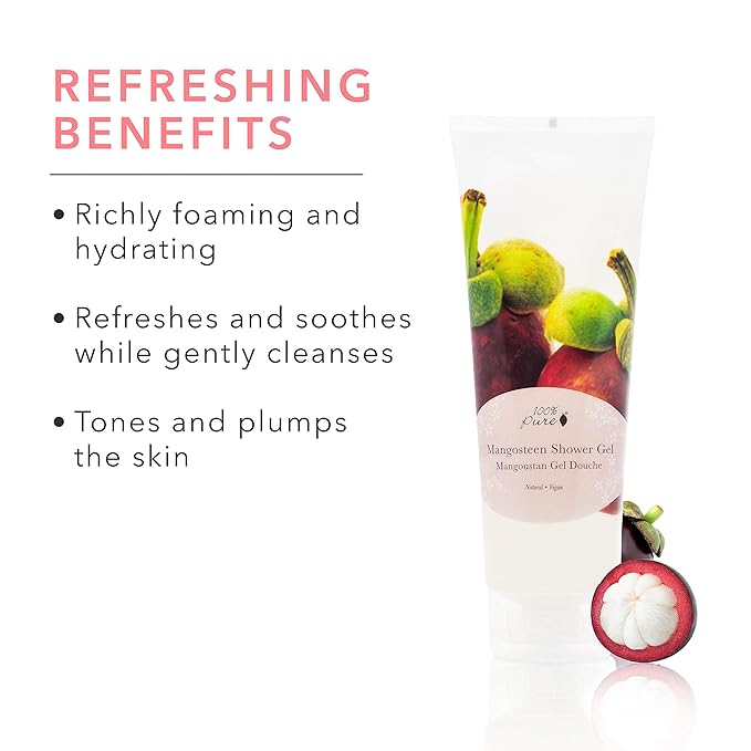100% PURE Mangosteen Shower Gel Natural Foaming & Hydrating Body Wash