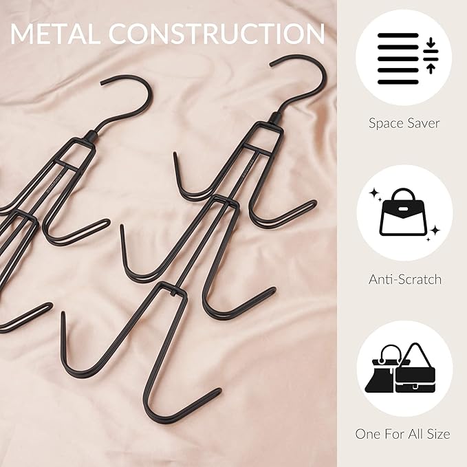 ZEDODIER Purse Hanger, Hanging Purse Organizer for Closet, Holds 6 Bags