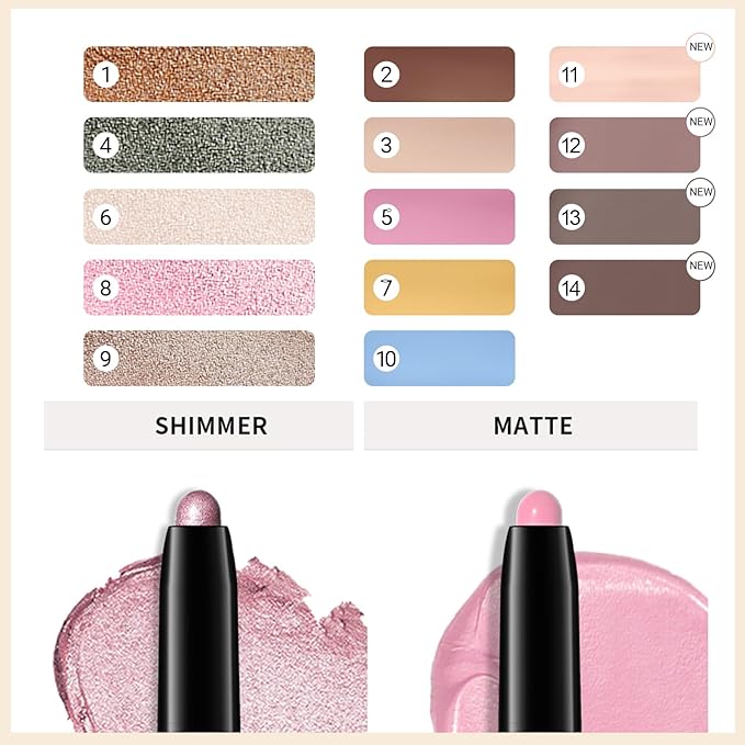 Erinde Waterproof Cream Eyeshadow Stick, Mocha Brown Matte Eye Shadow Sticks, Cream to Powder Eyeshadow Crayon, Buildable & Blendable Long-Lasting Eye Shadow Stick, Vegan & Cruelty-Free, 14 Stone