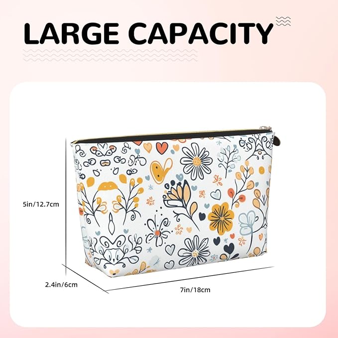 Dultua Mothers Day Gifts Makeup Bag Purse Cosmetic Bag Travel Toiletry Leather Make Up Bags for Mom Wife Women Daughter Boho·Floral