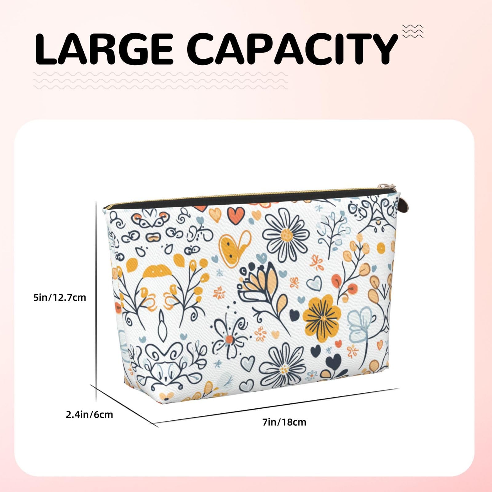 Dultua Mothers Day Gifts Makeup Bag Purse Cosmetic Bag Travel Toiletry Leather Make Up Bags for Mom Wife Women Daughter Boho·Floral
