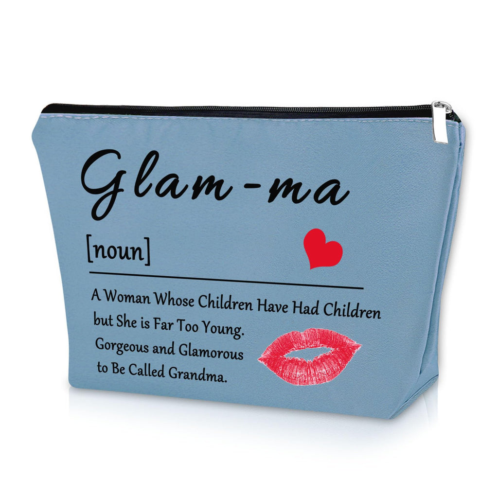 Grandma Gift from Grandchildren Makeup Bag Blue Gifts for Grandma Mother's Day Gifts for Grandma Cosmetic Bag Nana Gifts from Grandkids Grandmother Birthday Gifts from Granddaughter Travel Pouch