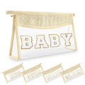 Small Boho Straw Clear Baby Makeup Bags for Women&Girls, Zipper Cosmetic Bag Chenille Varsity Letter Patch Bag, Preppy Cute Toiletry Pouch, Trendy Organizer Storage Bag for Beach Travel Essentials