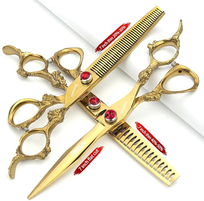5.5/6 /7 Inch Knight Professional Japanese Hair Scissors Barber Scissors Set (7 inch 3pc-B)