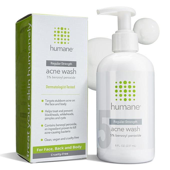 humane Benzoyl Peroxide Acne Face Wash - Non-Foaming - 5% Regular-Strength