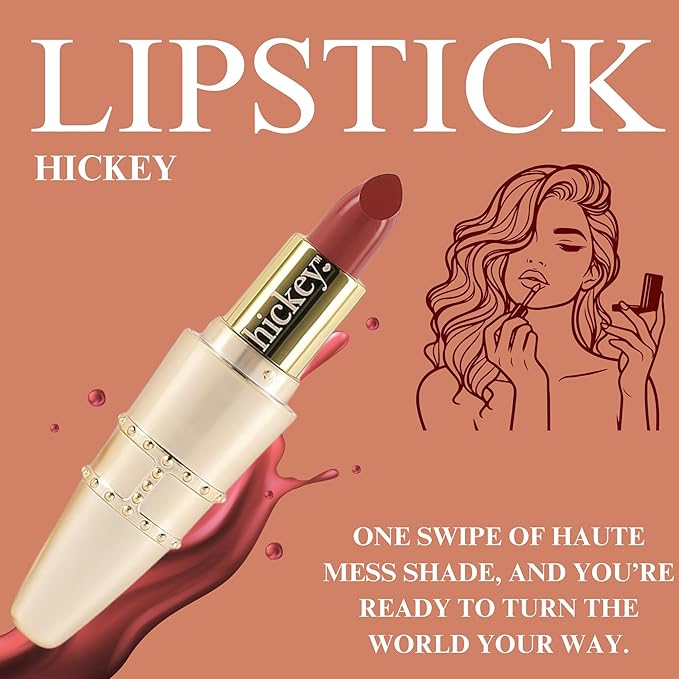 Hickey Refillable Pendant Lipstick, Haute Mess[Terracotta] – Wearable Satin Lip Color on a Chain, Refillable Clean Beauty, Full Lipstick Included