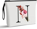Vavabox A-Z Personalized Makeup Bag, Birthday Gifts for Women Mom, Gifts for Best Friend, Bride Bridesmaid Cosmetic bag (N, 01-White)