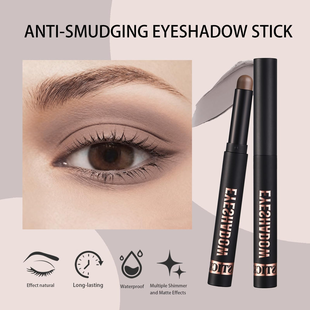 Euphily Matte Cream Eyeshadow Stick, Waterproof Eye Shadow Stick, Long-Lasting and Blendable High Pigmented Single Eyeliner Makeup for Women, 21 Gray Brown