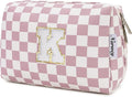 Narwey Graduation Gifts for Teen Girls Kids Tween, Initial Makeup Bag, Trendy Stuff 6-18 Years Old, Personalized Monogram Travel Cosmetic Bag, Birthday Teacher Bridesmaid Mom Gifts for Women (K)