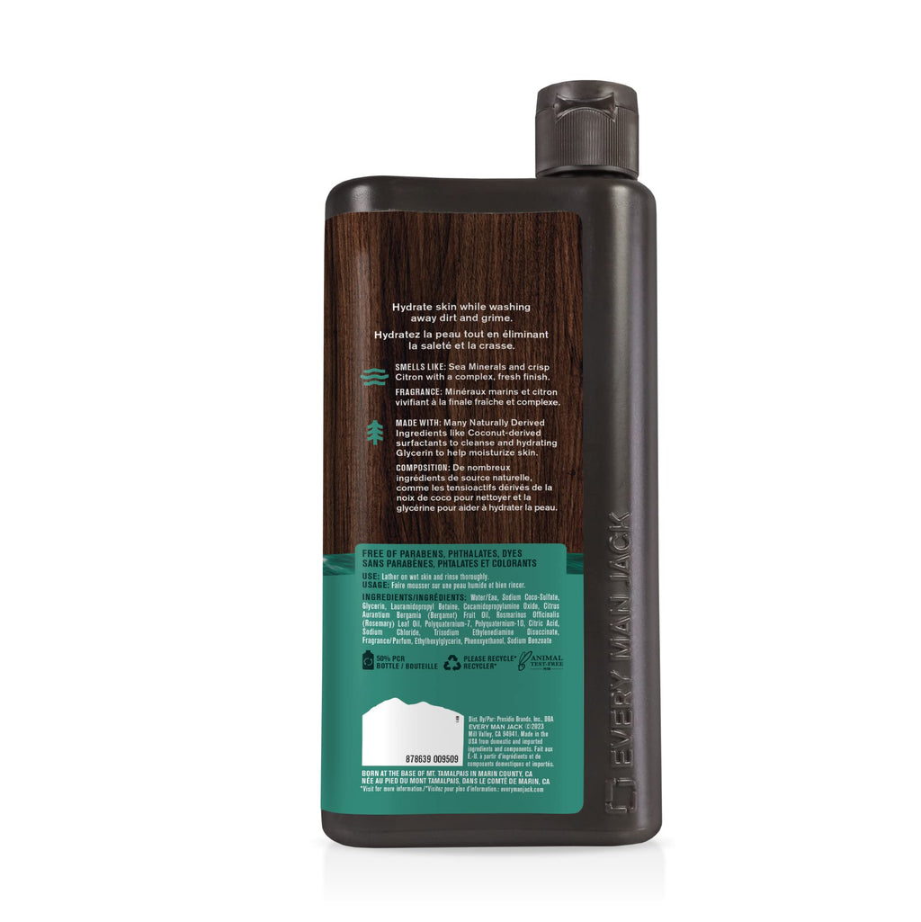 Every Man Jack Hydrating Body Wash for Men, Sea Minerals Citron, 2pk