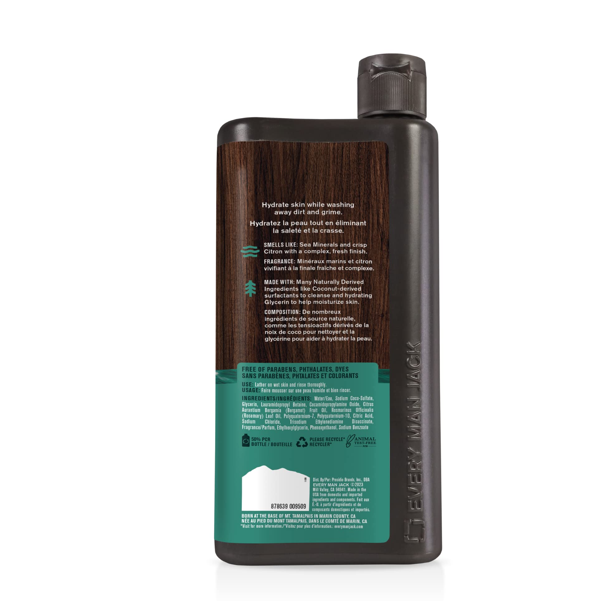 Every Man Jack Hydrating Body Wash for Men, Sea Minerals Citron, 2pk