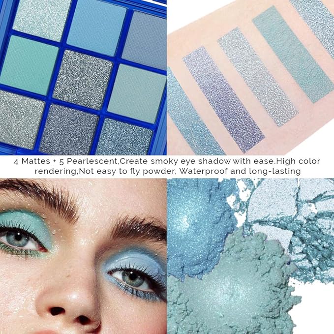 CAKAILA Sapphire Blue Smoky Eye Shadow Palette,Navy Royal Blue Green Goth Natural Eyeshadow Palette,Waterproof,Long Lasting Naturing-Looking