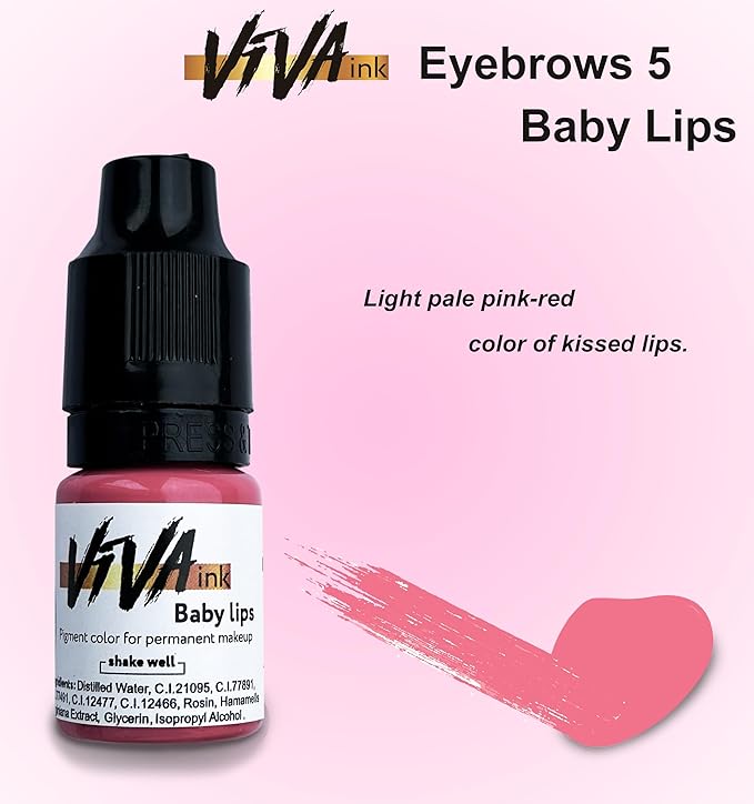 VIVA INK Lip Pigment – Baby Lips – Permanent Lip Makeup – Microblading Ink for Durable and Colorful Lips – Long Lasting Color Lip Cosmetics (0.2 oz)
