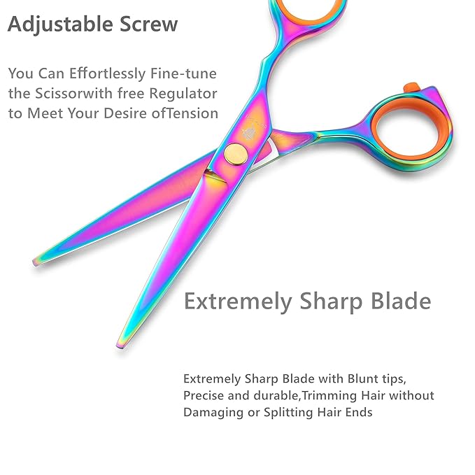 Smith Chu Hair Cutting Scissor - 5 Inch Barber Hair Shear, Rainbow
