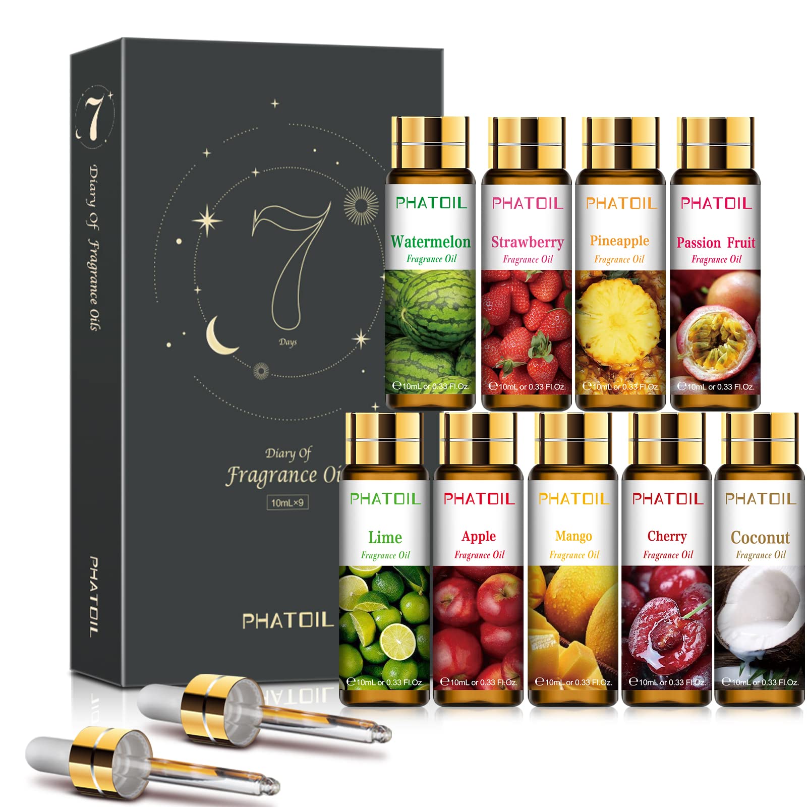 PHATOIL Fruity Fragrance Oil Gift Set for Diffuser, Soap Candle Making