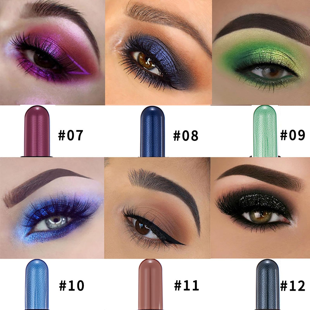Melsintern Dark Brown Dual Ended Eyeshadow Stick 12 Colors Matte and Shimmer Waterproof Long Lasting Creamy Eyeshadow Pencil for Smokey Eye Natural Everyday Makeup