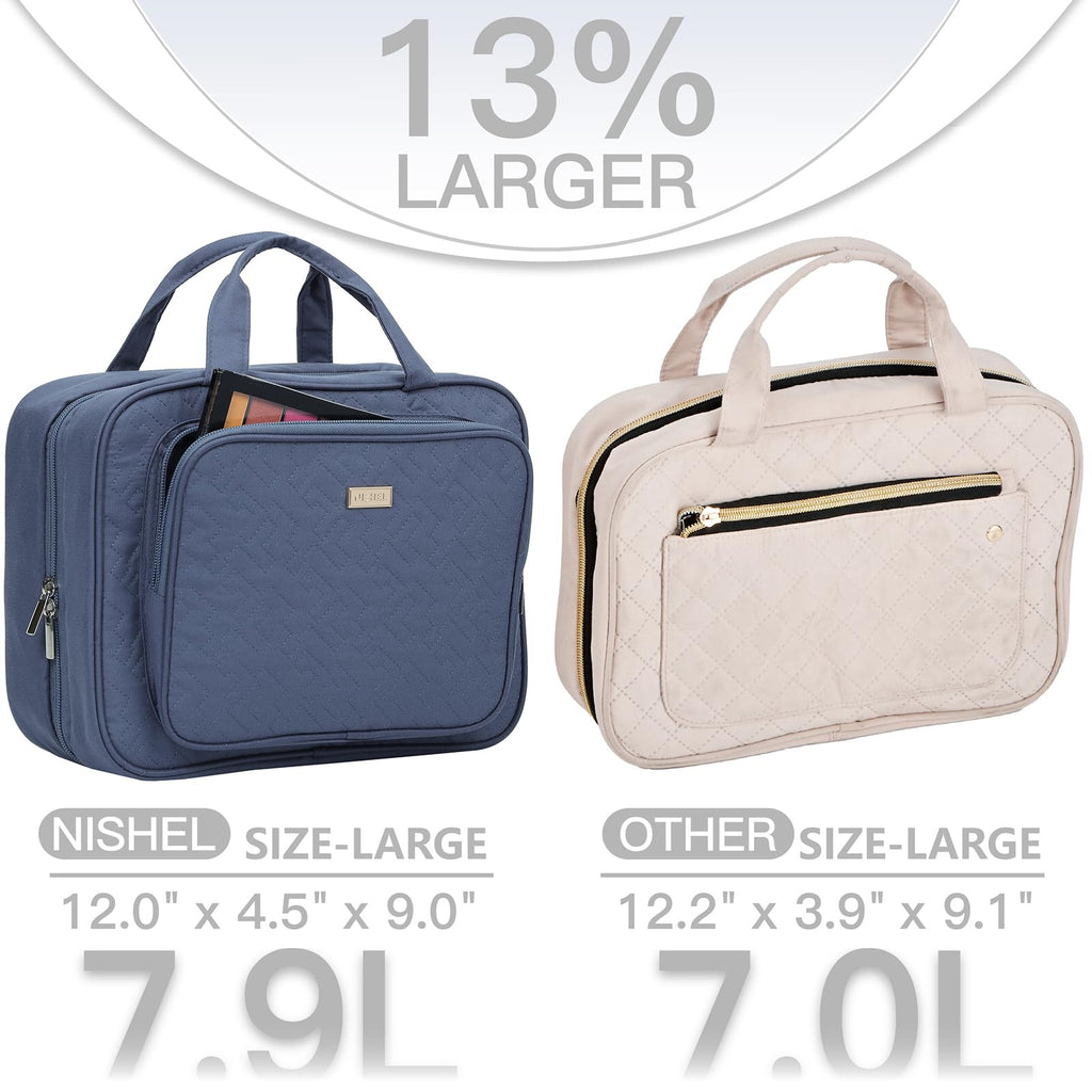 NISHEL Travel Toiletry Bag for Women Hanging Organizer Makeup Case Pockets
