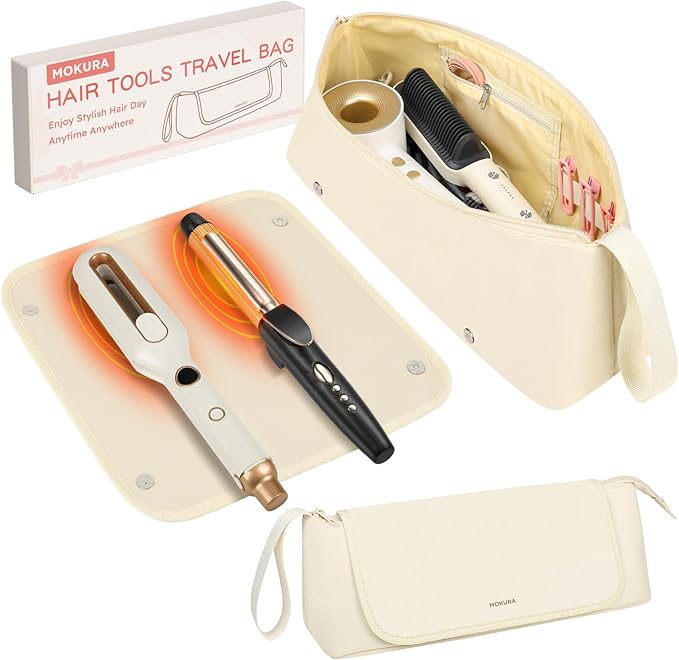 MOKURA Hair Tools Travel Bag with Heat Resistant Mat for Hair Straightener