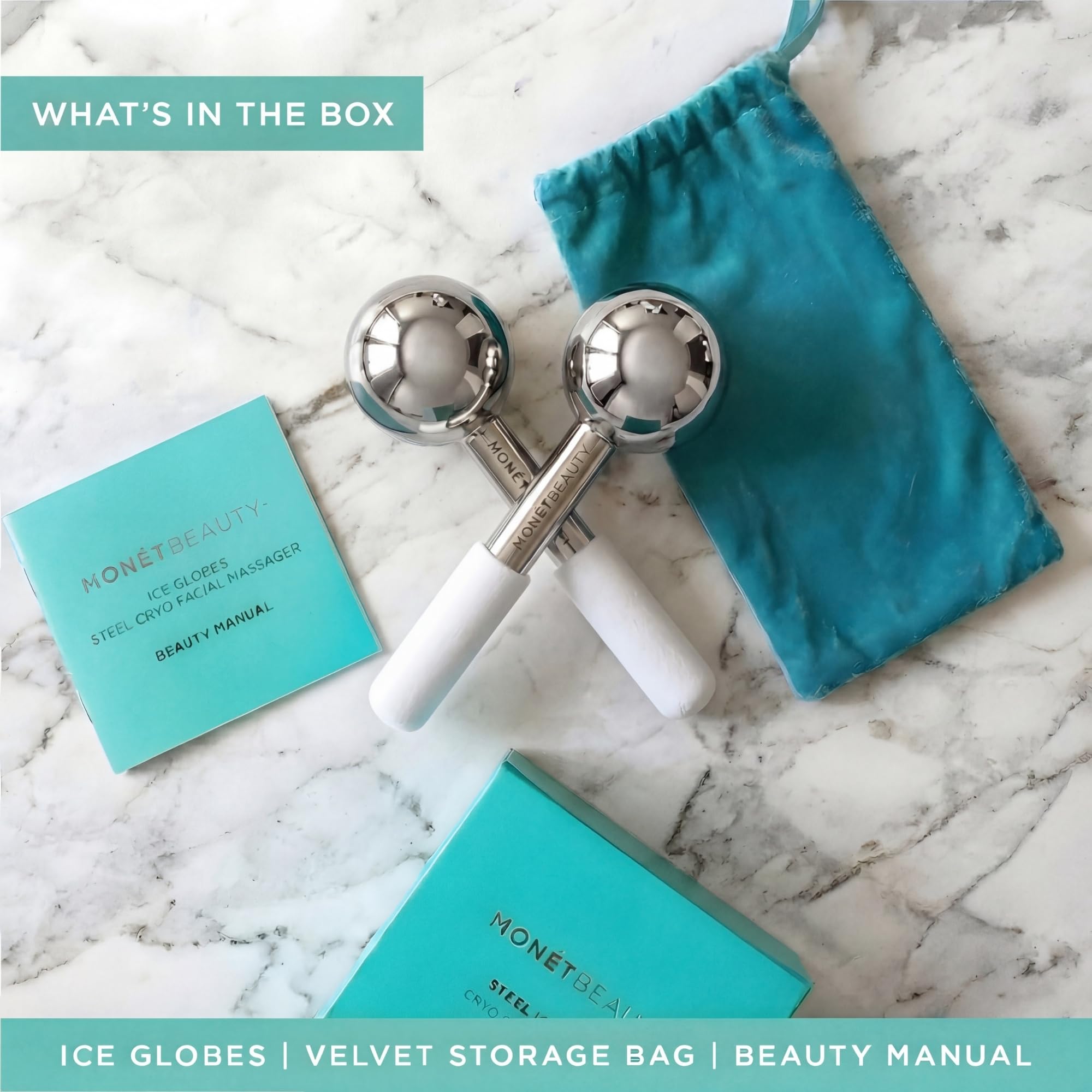 MonétBeauty Tighten Skin, Depuff & Sinus Relief? Try Stainless Steel Ice Globes for Facials, Durable Cryo Globes Tighten Pores, Face Globes for Facial Massages & Daily Beauty Routines