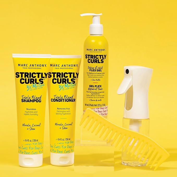 Marc Anthony Hair Styling Gel for Curly Hair, Strictly Curls - Long Lasting Strong Hold Curl Defining Hair Gel for Medium & Coarse Curls - Added Shine & No Flaking - Hair Products Reduces Frizz