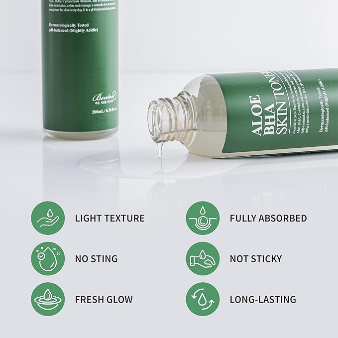 BENTON Aloe Skin Toner | 6.76 fl. oz. - Korean BHA Toner for Face