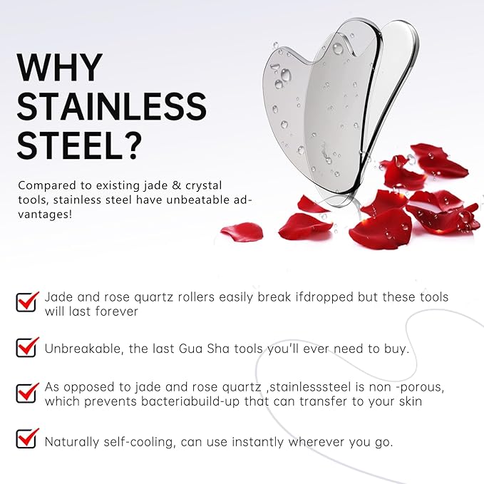 CUTELIILI Stainless Steel Gua Sha - Metal Gua Sha, Gua Sha Facial Tools