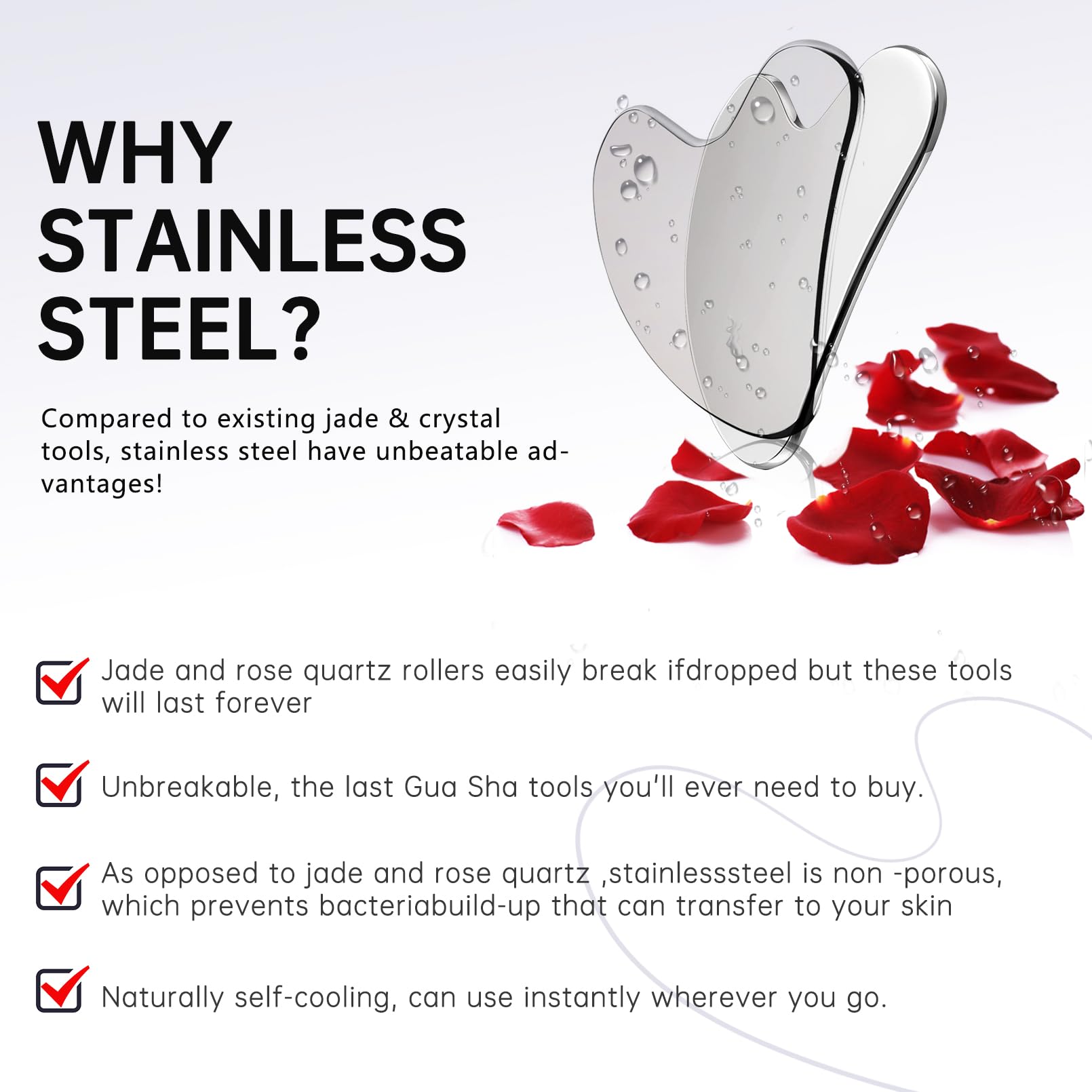 CUTELIILI Stainless Steel Gua Sha - Metal Gua Sha, Gua Sha Facial Tools